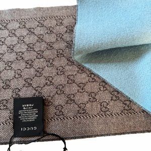 NWT Gucci GG Jacquard Lonarin Wool Scarf Reversible